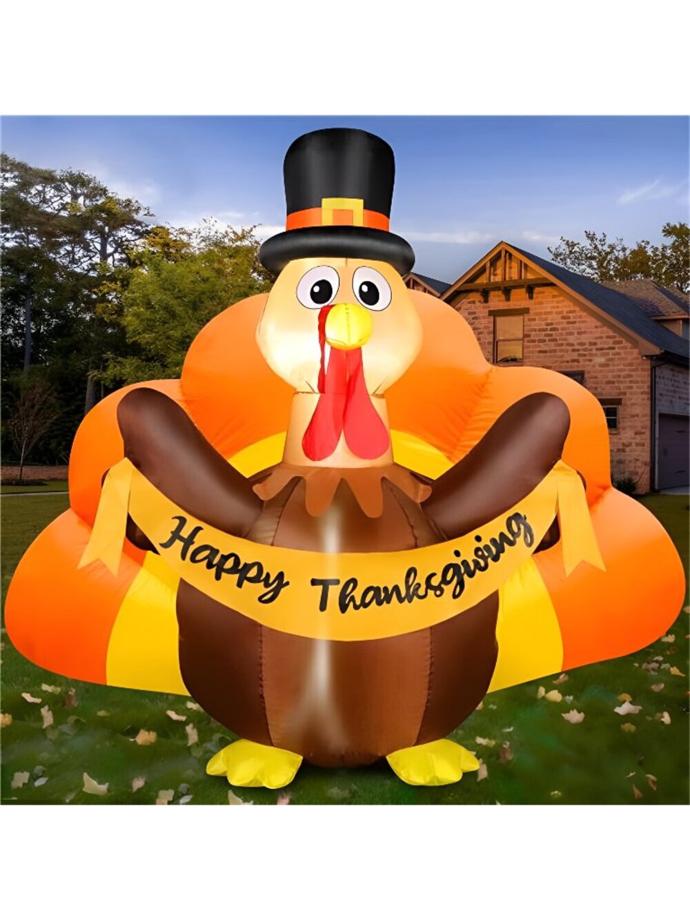 Thanksgiving Inflatables Turkey Outdoor Decorations with Built-in LED